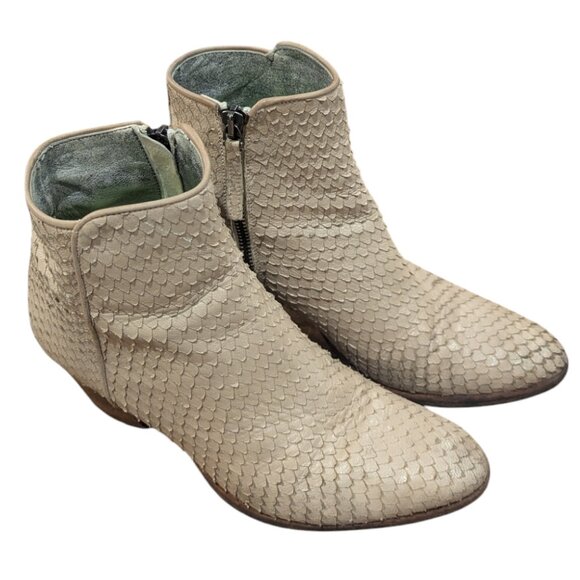 Ann Tuli - Women's Leather "Snakeskin" Zip Up Booties w heels - Size 38 - Picture 4 of 14